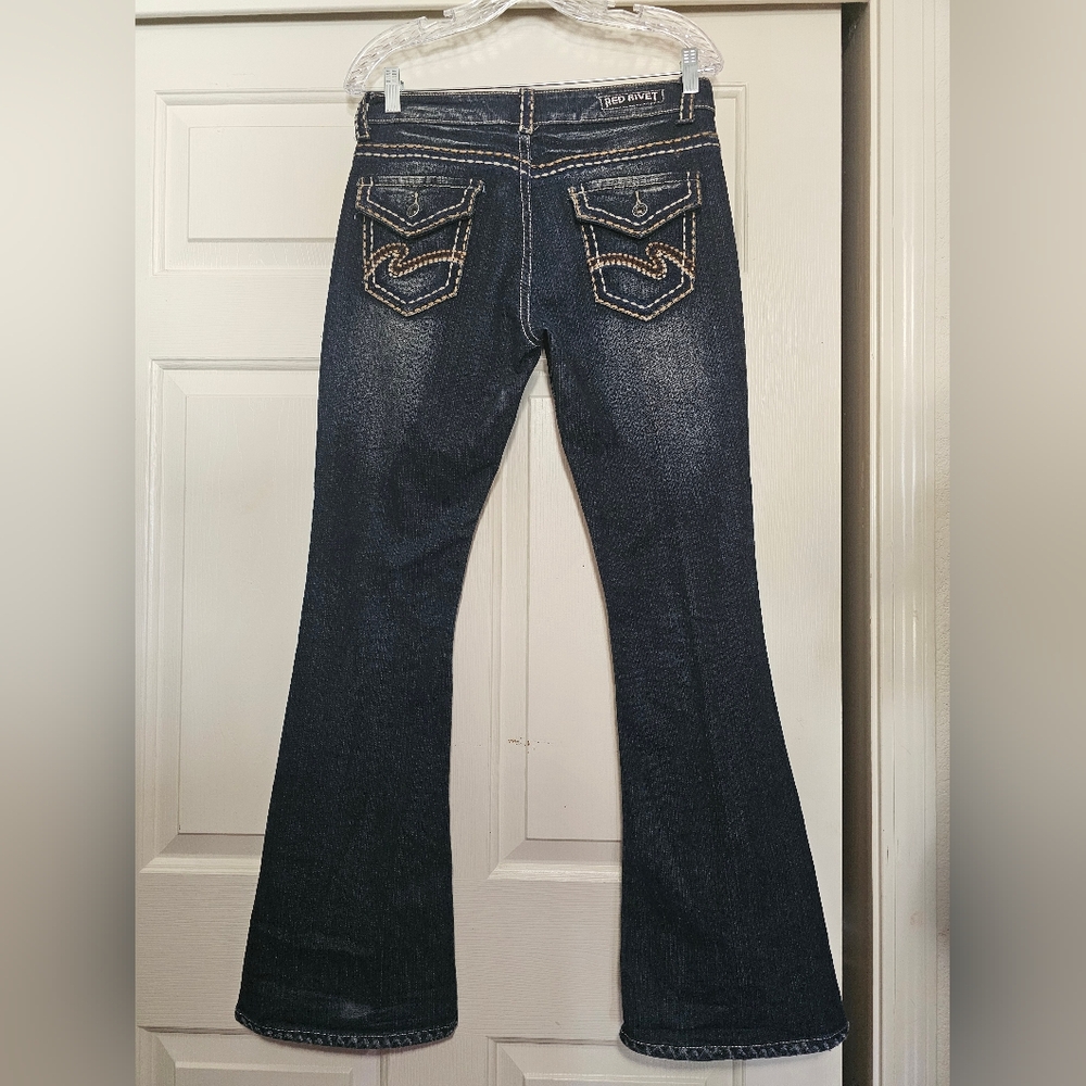 Red Rivet flare jeans - Picture 2 of 4